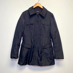 Tahari | Black Long Lightweight Quilted Jacket